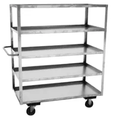 Five Shelf Tall Stainless Steel Utility Carts