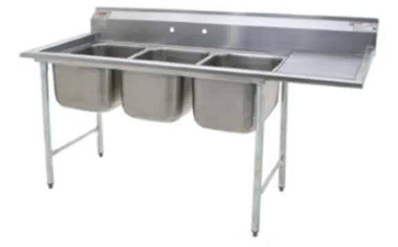 Three Compartment Stainless Steel Sinks With Drain Board 