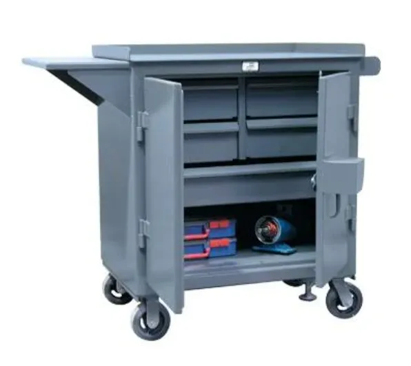 Stronghold Added Security Five Drawer Mobile Cart With Vise Shelf